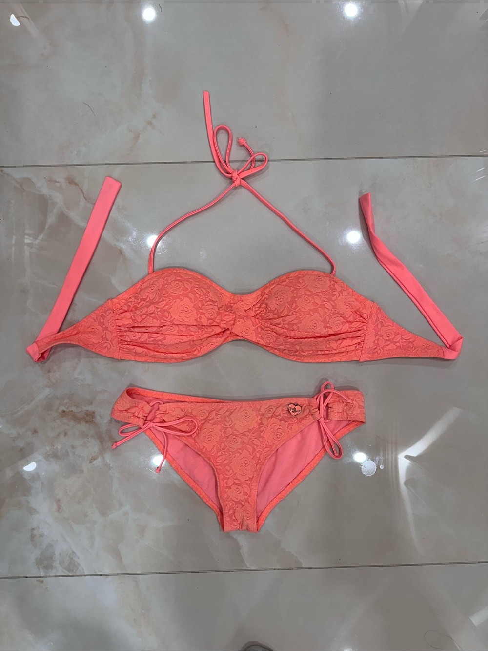 Body Glove Coral Lace Halter Bikini Set